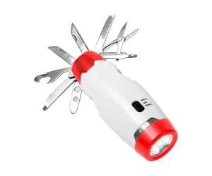 Lampara con luz led, herramienta con 8 funciones, estuche individual y baterias incluidas.