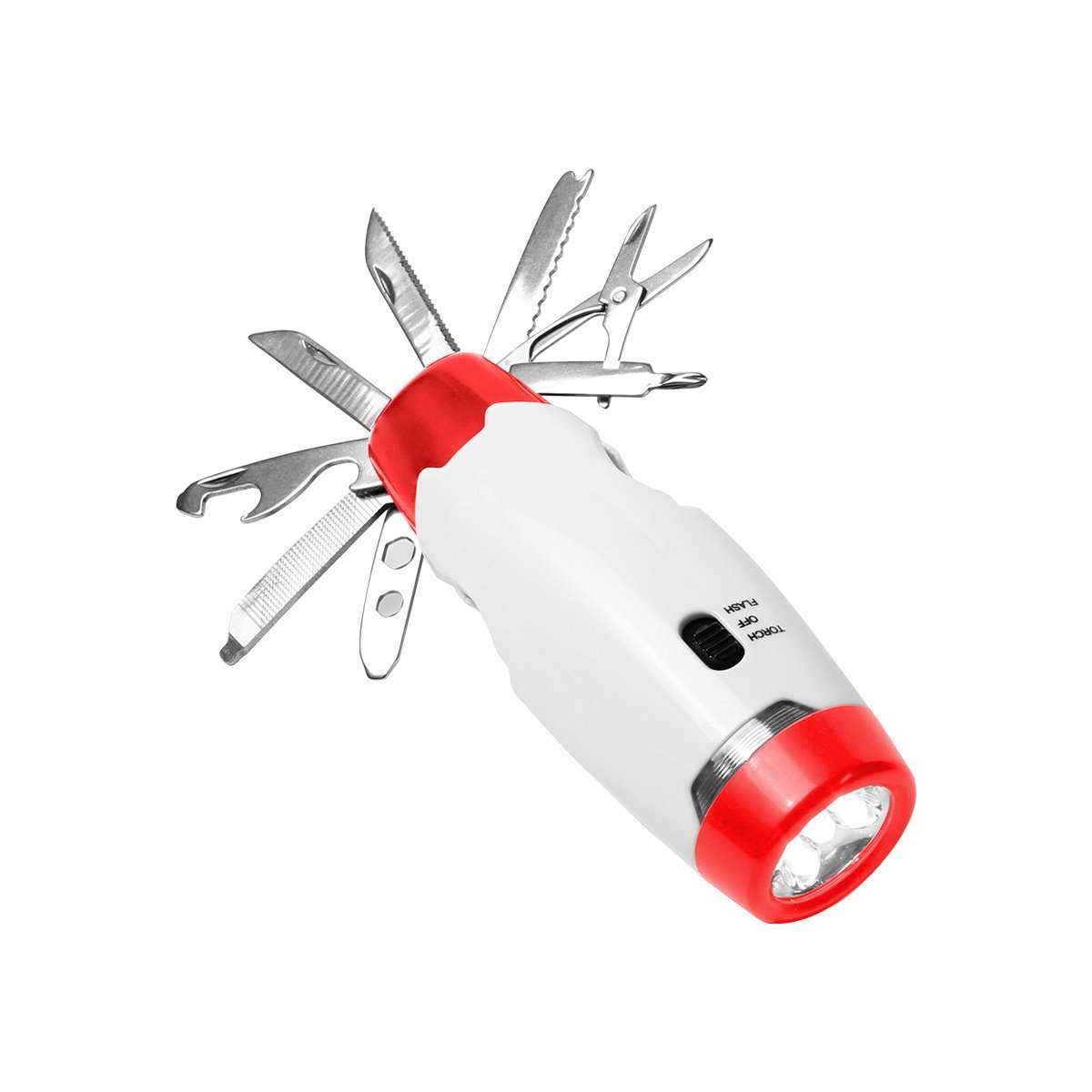 Lampara con luz led, herramienta con 8 funciones, estuche individual y baterias incluidas.