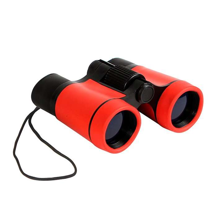 Binoculares con cuerpo de ABS, detalles en silicon y estuche.
