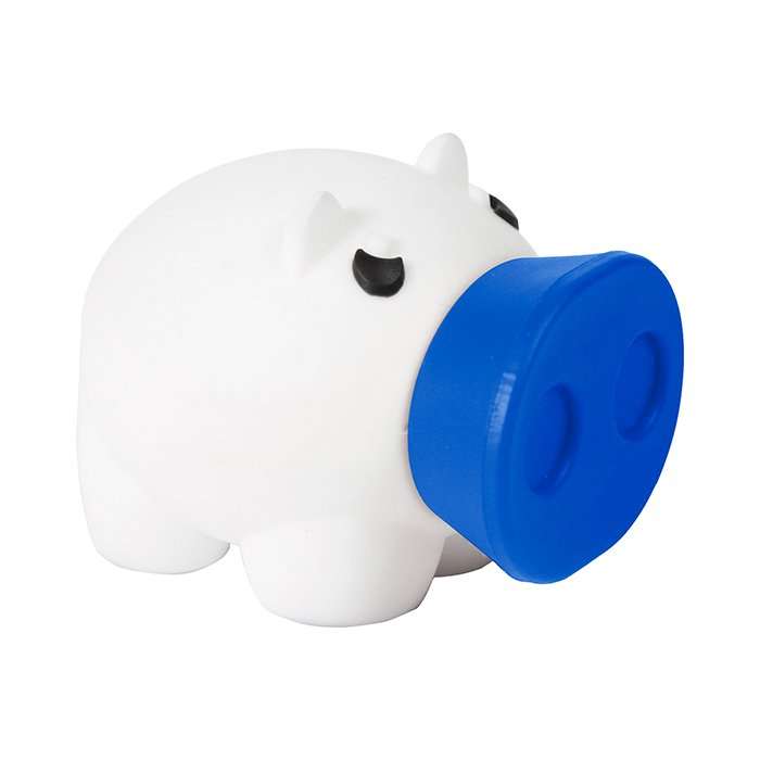Memoria USB en forma de puerquito fabricada en PVC con capacidad de 8 GB.